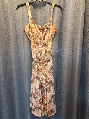 eva mendes for New York & Company Peach and white Floral Midi Dress